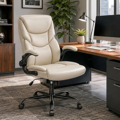 Beige PU Leather Task Chair