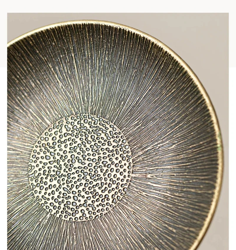 Antique Alloy Teacup Coaster Set