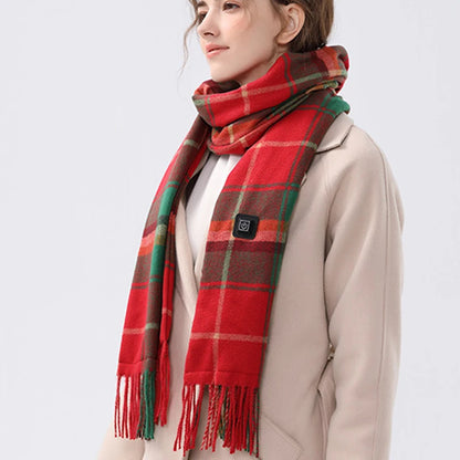 USB Heated Scarf | 3 Heat Gears, Soft Fleece Fringe Neck Warmer