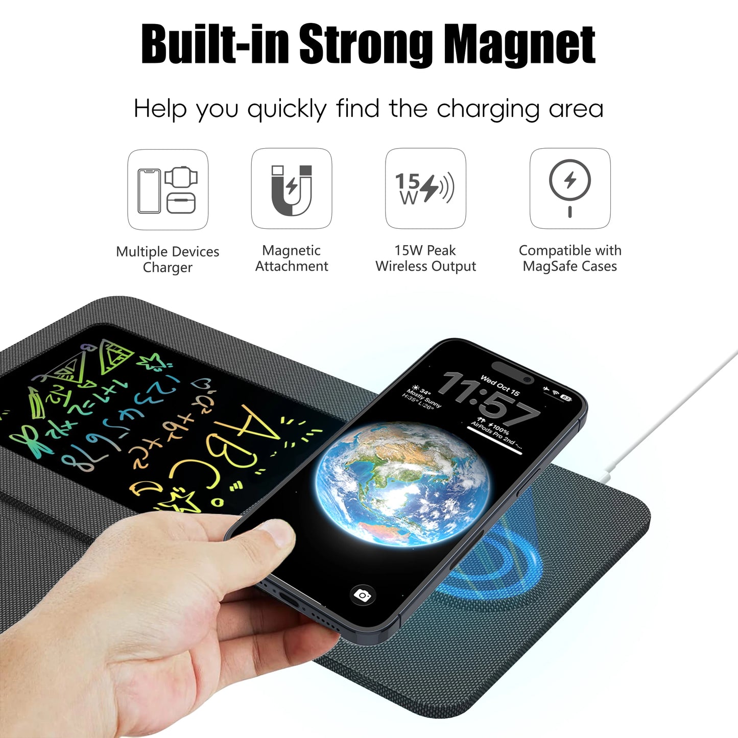 Foldable Charging Mouse Pad with Writing Tablet