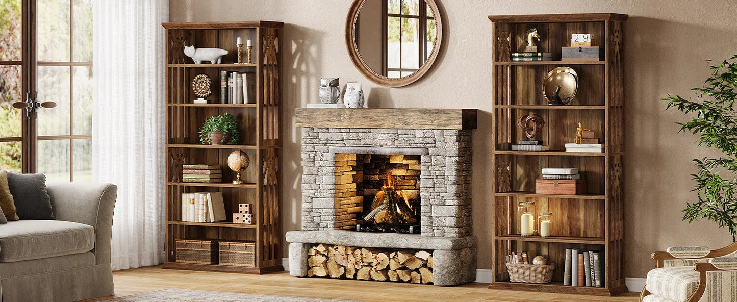 Ashcroft 6-Tier Bookcase with Adjustable Shelves & Storage Cabinet