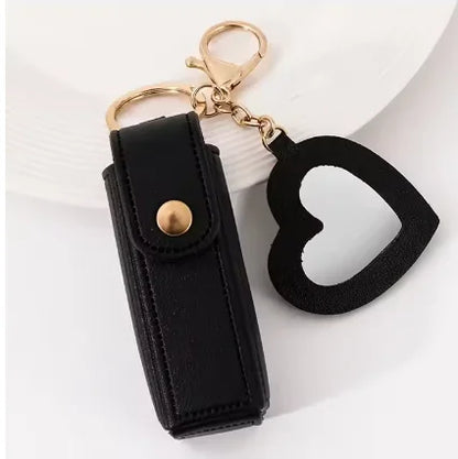 Mini Leather Lipstick Case Keychain