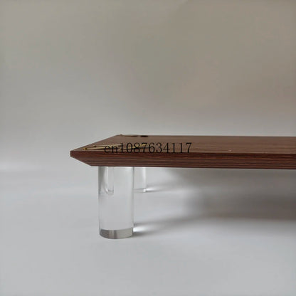Modern Walnut Monitor Stand with Acrylic Legs