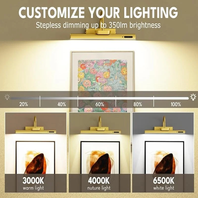 Ergové Picture Light Aluminum Wall-Mounted Gold 330mm