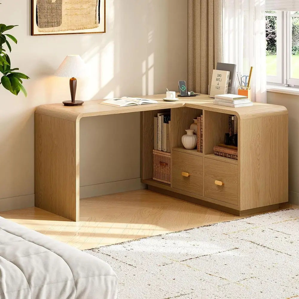 L-Shaped Executive Desk with USB