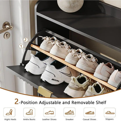 Black 3-Tier Shoe Rack