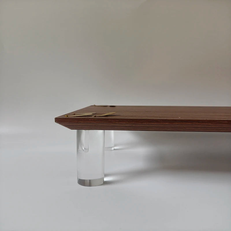 Modern Walnut Monitor Stand with Acrylic Legs