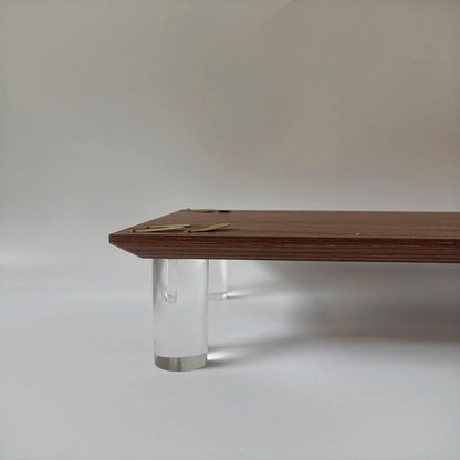 Modern Walnut Monitor Stand with Acrylic Legs