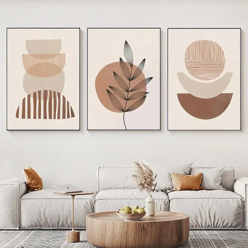 Boho Neutral Canvas Wall Art Trio