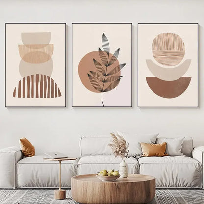 Boho Neutral Canvas Wall Art Trio