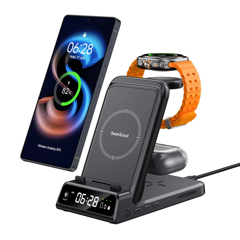 ChronoCharge Foldable 3-in-1 Wireless Charging Station