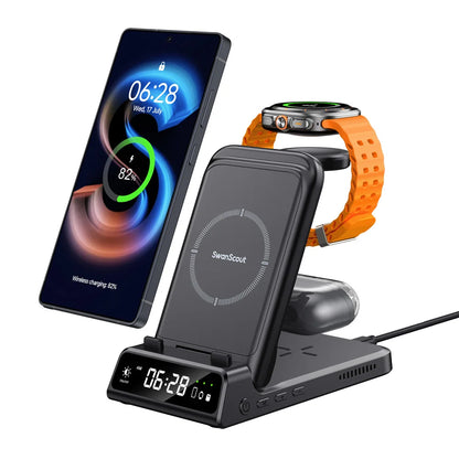 ChronoCharge Foldable 3-in-1 Wireless Charging Station