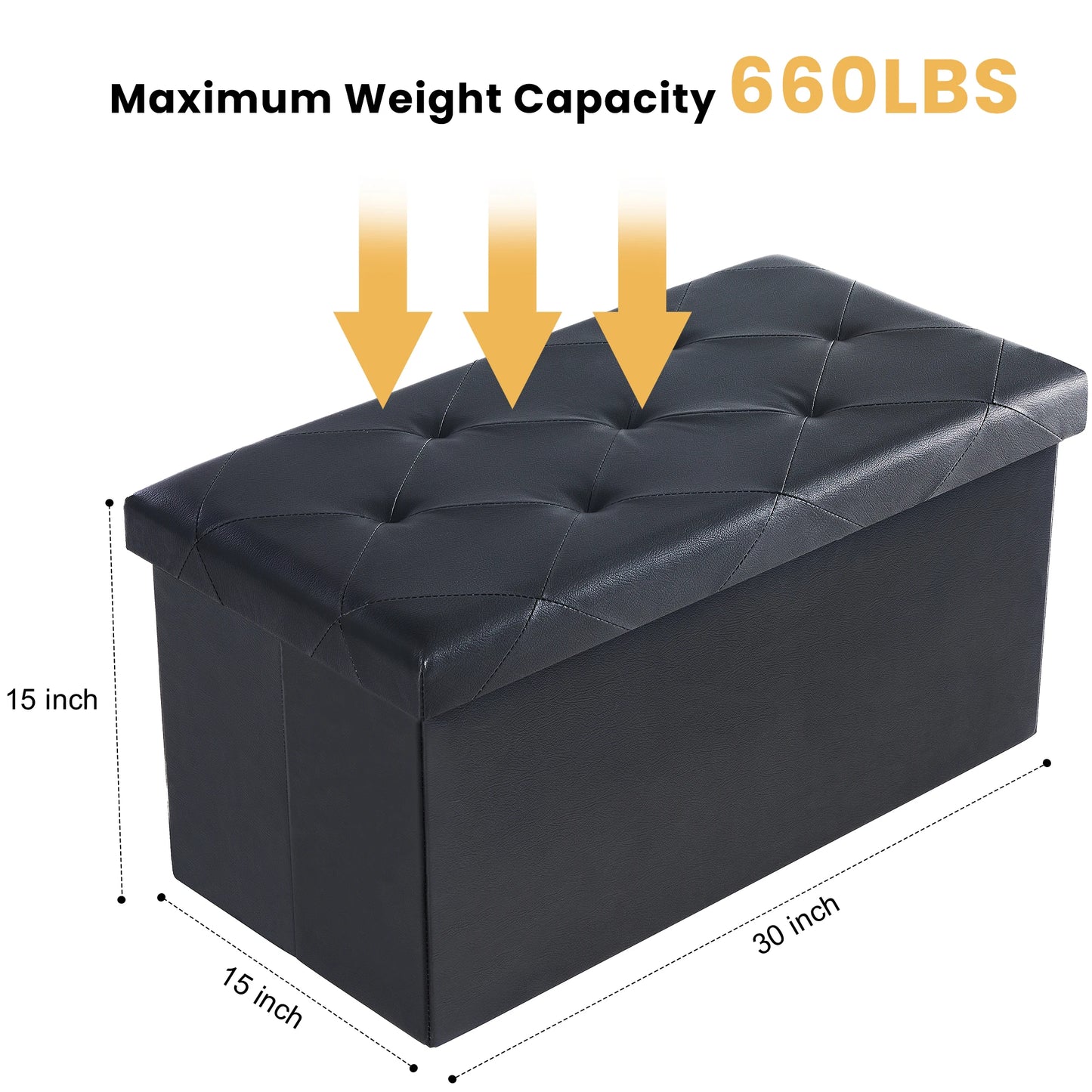 Leather Folding Storage Ottoman