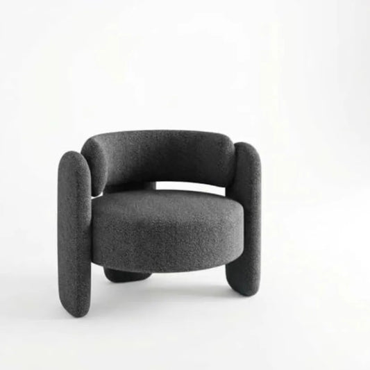 Chenille Mid-Century Rounded Accent Chair