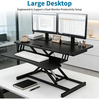 Pneumatic Standing Desk Converter with Keyboard Tray