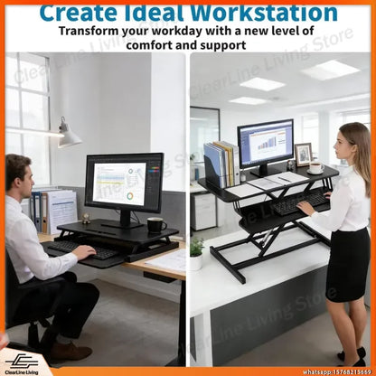 Pneumatic Standing Desk Converter with Keyboard Tray