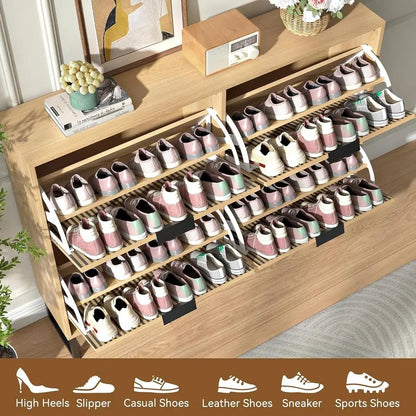 Striped 4-Door Shoe Cabinet