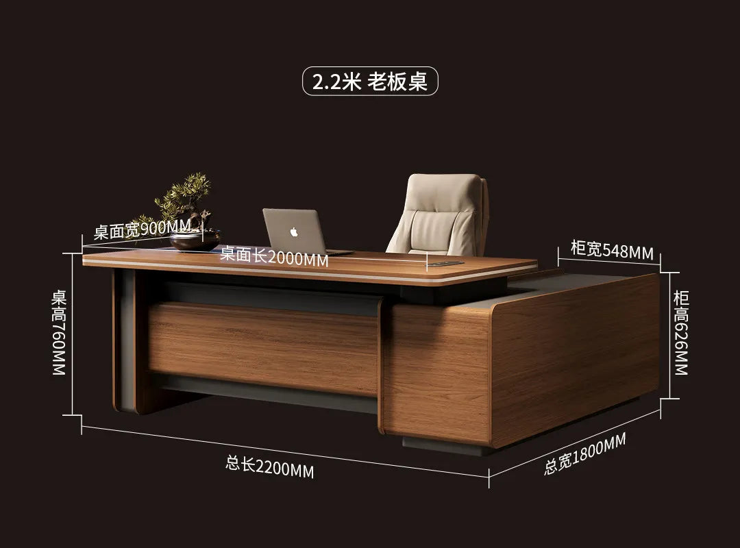 Designer Italian Solid Wood Executive L-Shaped Desk