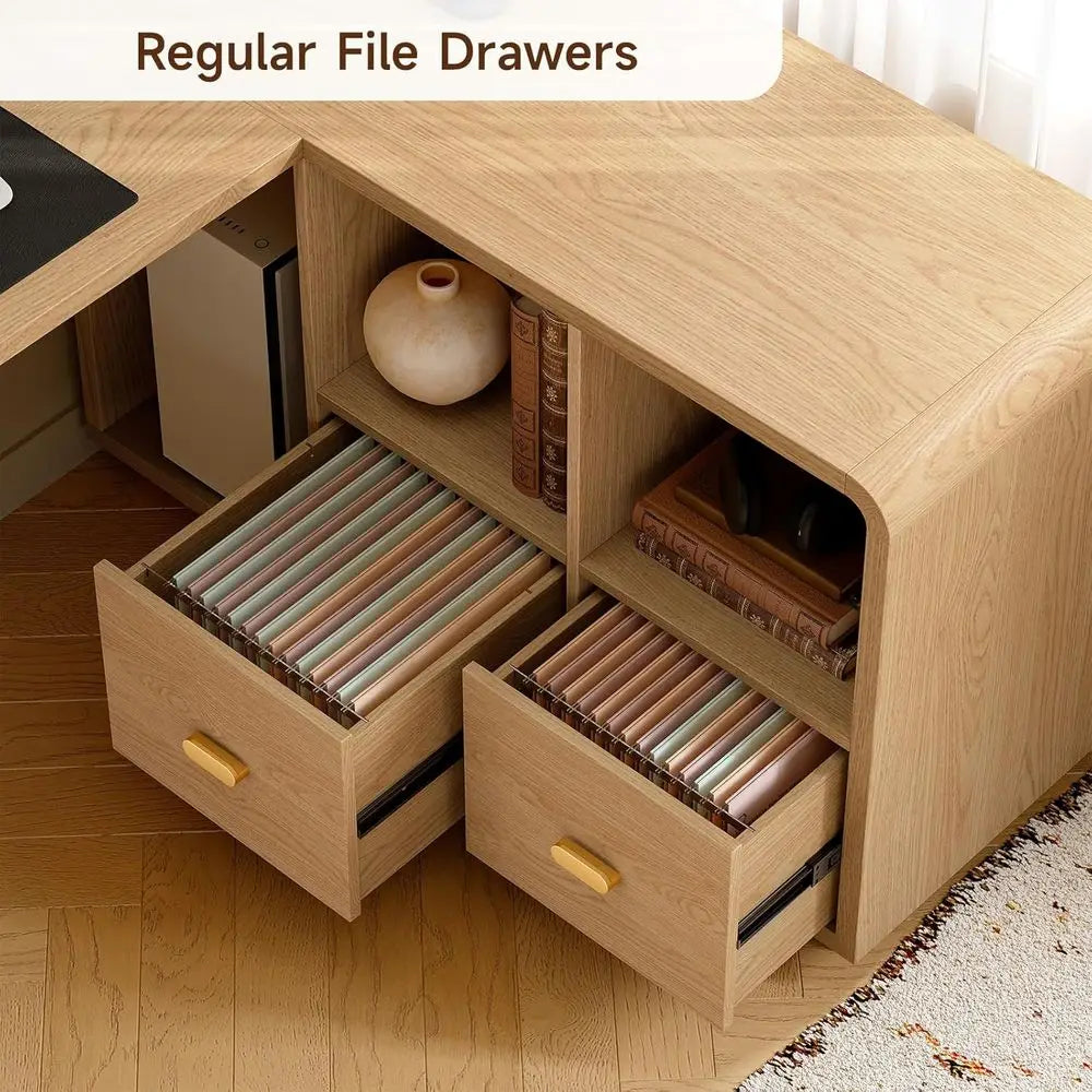 L-Shaped Executive Desk with USB