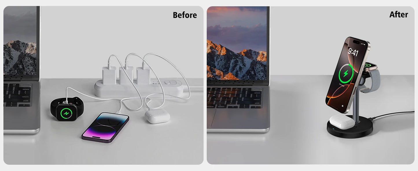 MagFusion Pro 3-in-1 Magnetic Wireless Charging Station