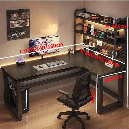 Forgewood L-Shaped Desk with Bookshelf & Pegboard Storage