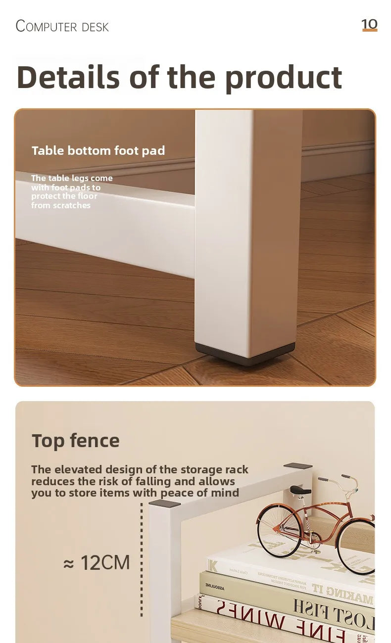 L-Shaped Computer Desk with Storage Shelf