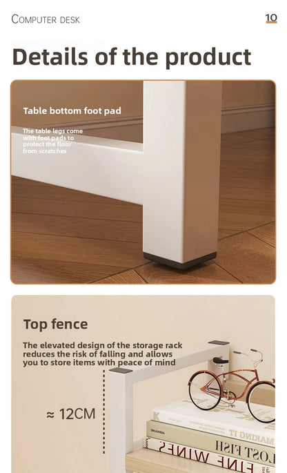 L-Shaped Computer Desk with Storage Shelf