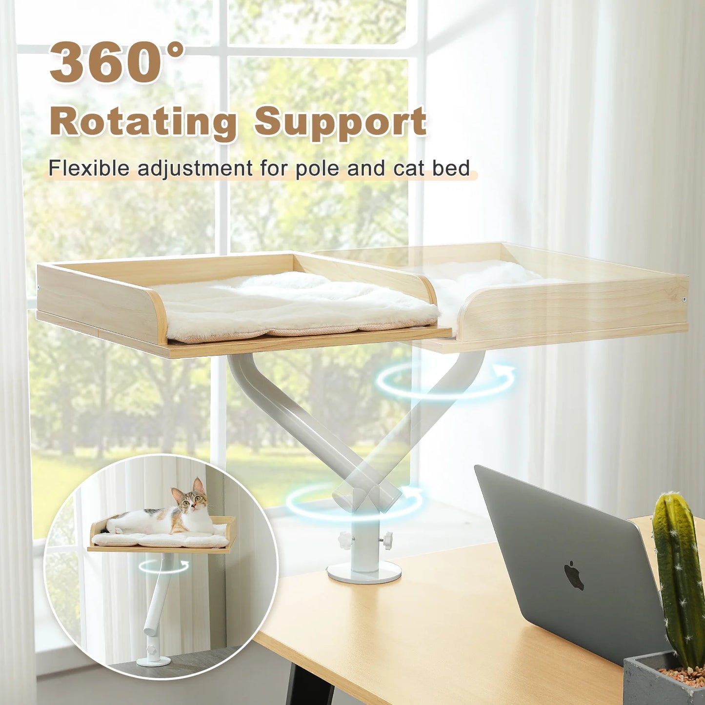 360° Rotatable Cat Desk Bed
