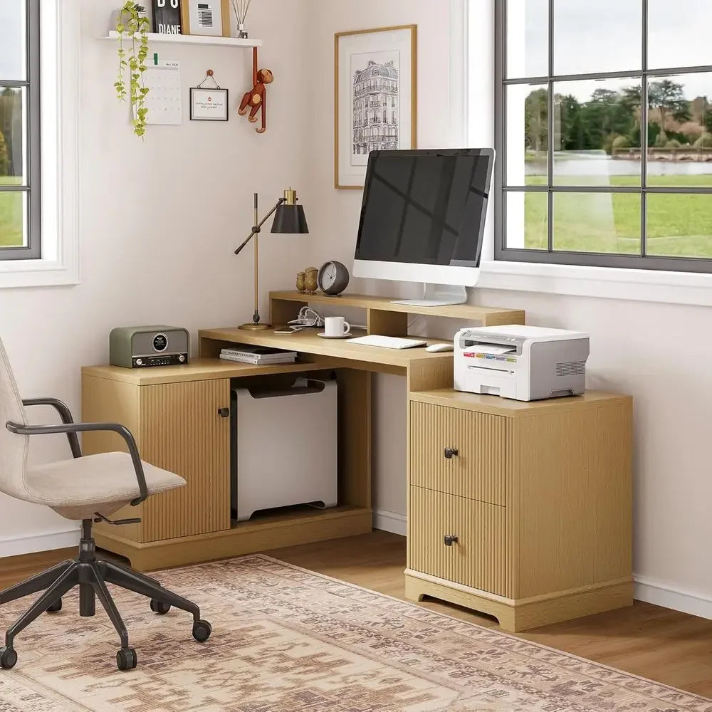Corner Executive Desk with Monitor Stand