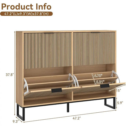 Striped 4-Door Shoe Cabinet