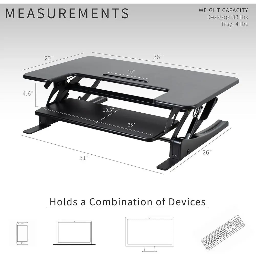 Adjustable Sit-to-Stand Desk Riser with Keyboard Tray