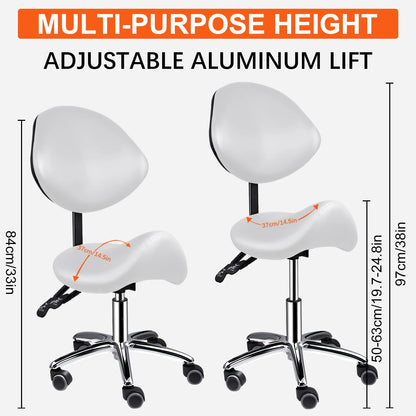Rolling Saddle Chair with Back Support