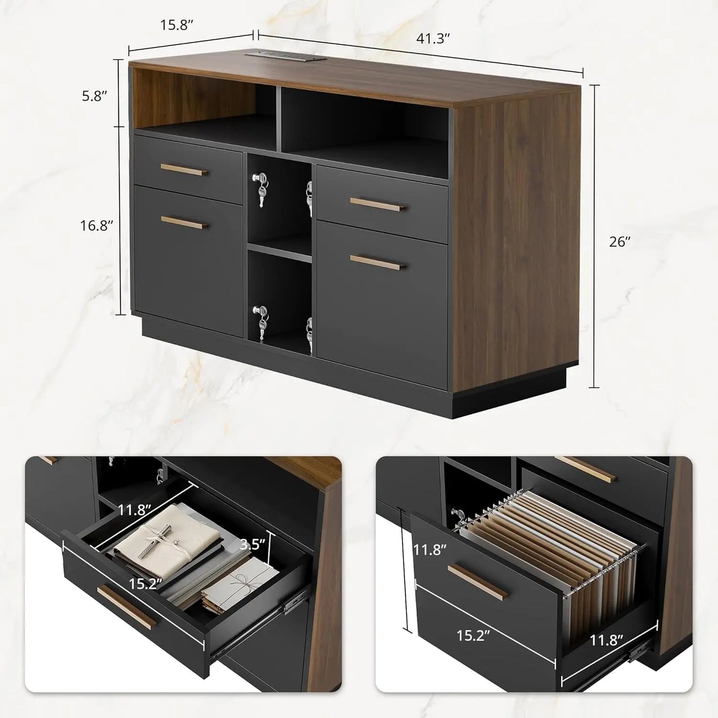 Westvale Filing Cabinet with Charging Station & Adjustable Storage
