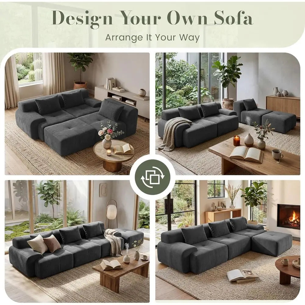 Oversized Corduroy Sectional Sofa