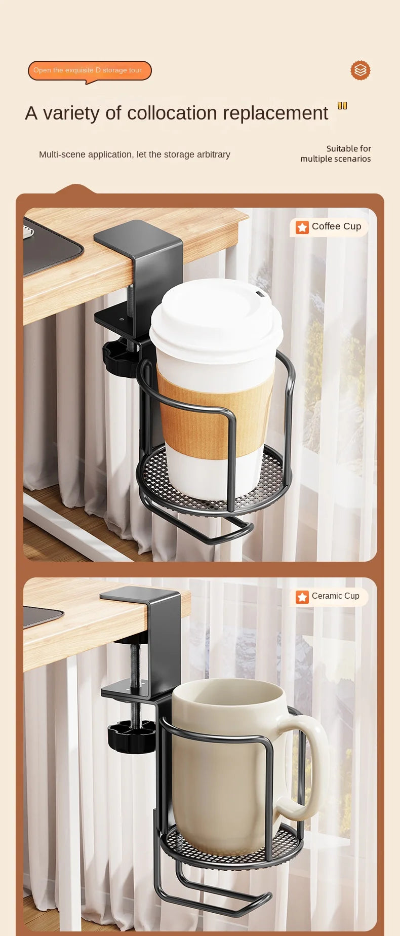 Desk Cup Holder with Headphone Hanger