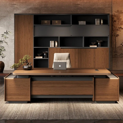 Designer Italian Solid Wood Executive L-Shaped Desk