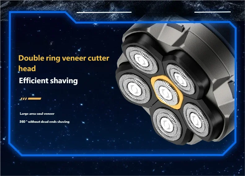 6D Waterproof Head & Face Shaver for Men