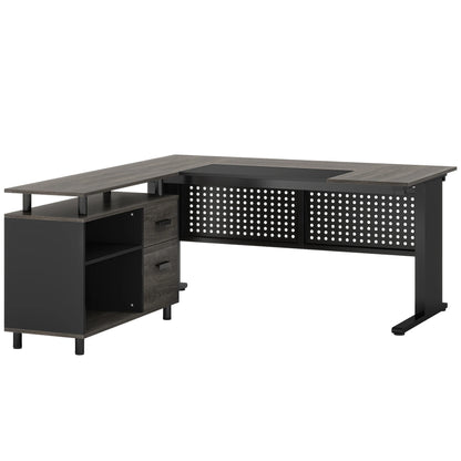 Parkview L-Shaped Executive Desk with Storage Cabinet & File Drawer