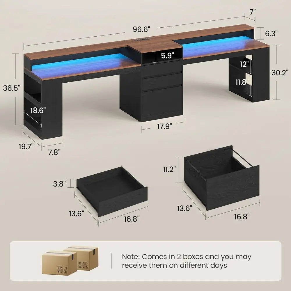 Dual-Person LED Computer Desk