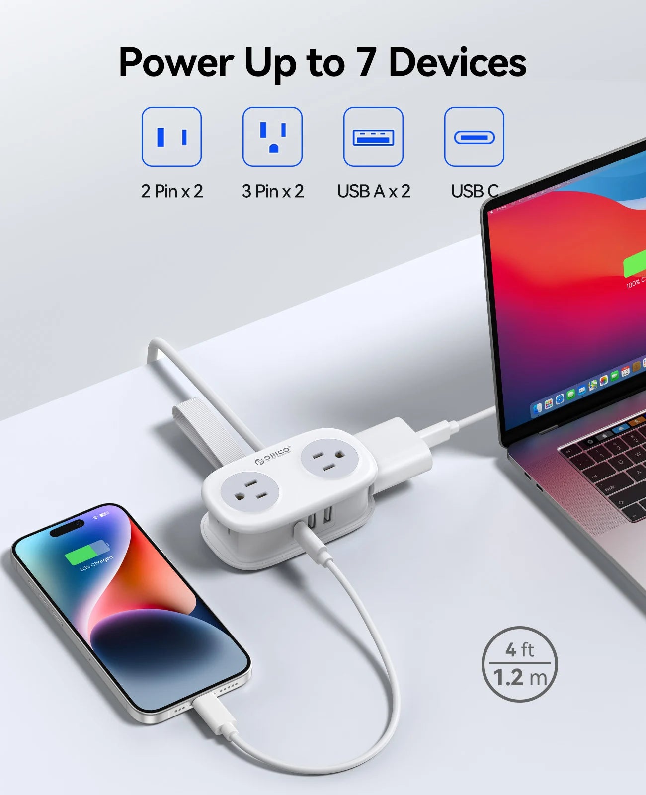 ORICO Cable-Wrap Travel Power Strip