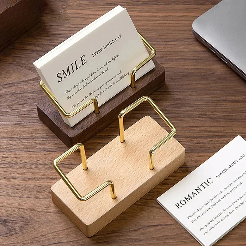 WoodDesk Card Holder Organizer Stand