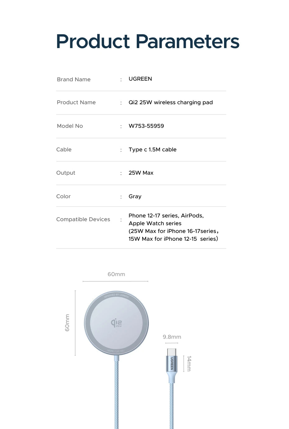 Qi2 Certified Magnetic Wireless Charger