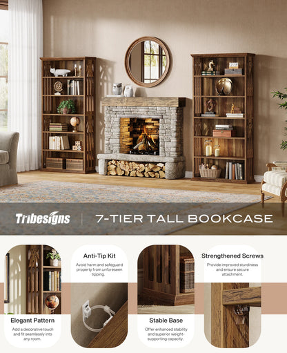 Ashcroft 6-Tier Bookcase with Adjustable Shelves & Storage Cabinet