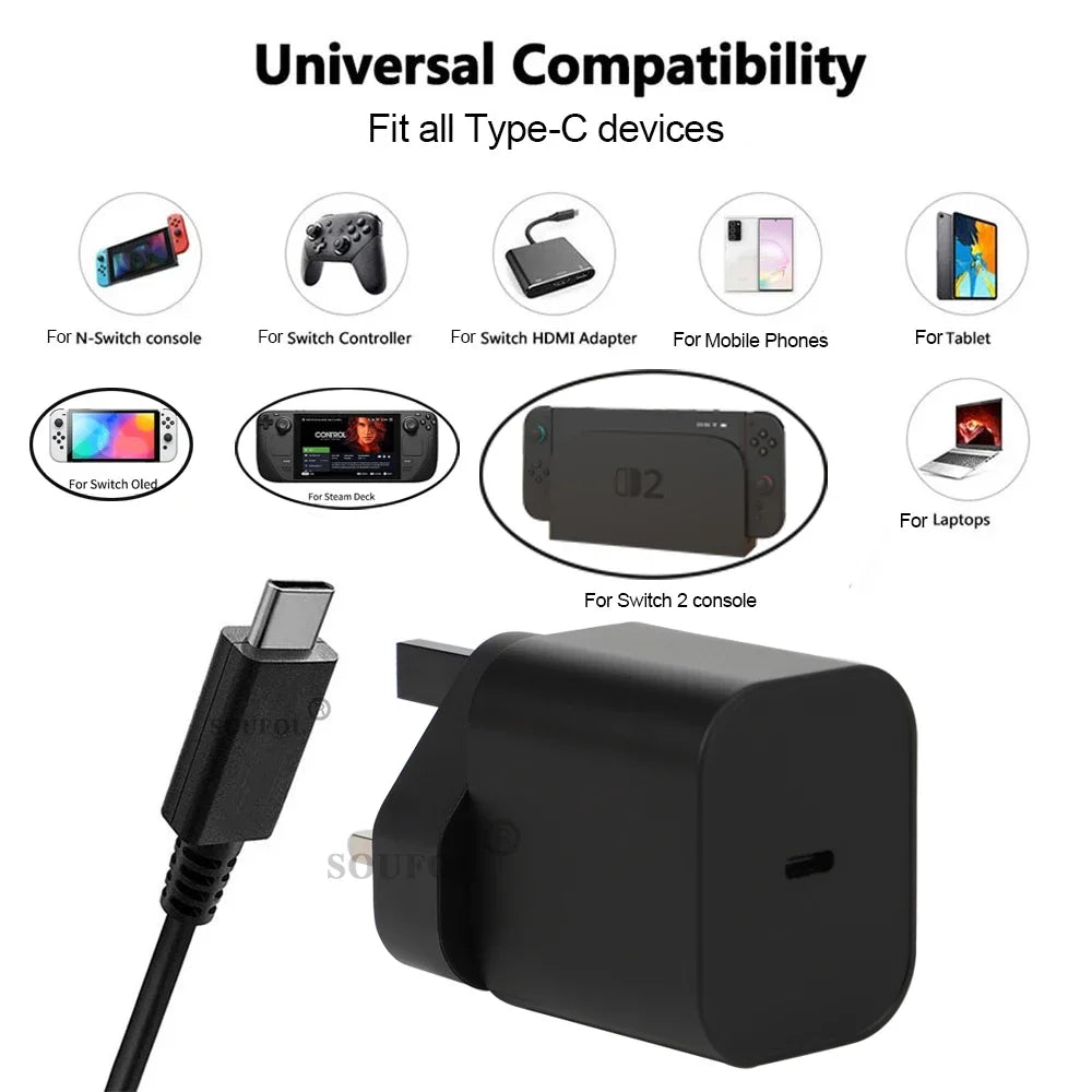 60W USB-C Fast Charger for Switch 2
