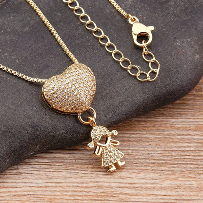 18K Gold Heart Pendant Necklace for Moms