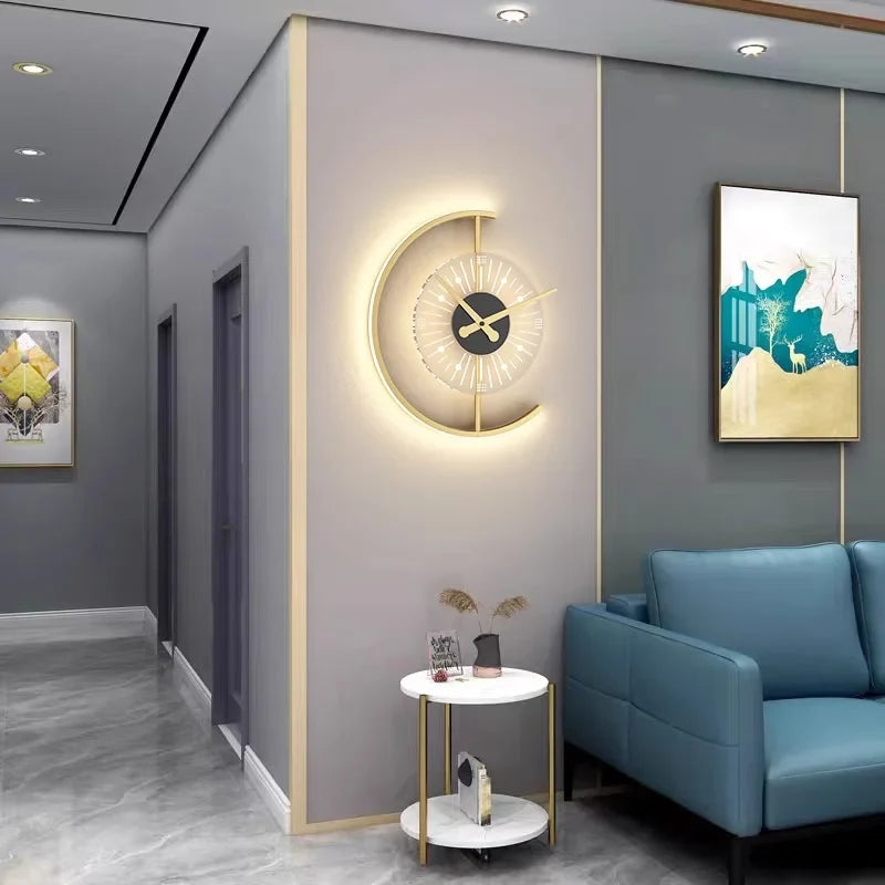 Lunaris Gold LED Wall Clock & Lamp