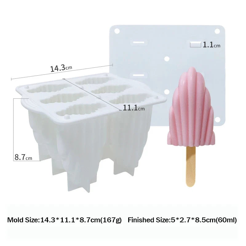 6-Cavity Silicone Popsicle Molds & Sticks