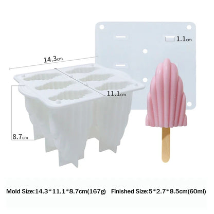 6-Cavity Silicone Popsicle Molds & Sticks