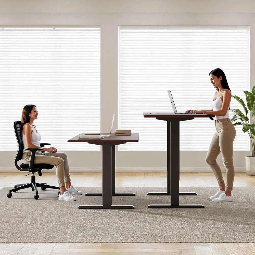 Solid Dark-Stained Wood Standing Desk