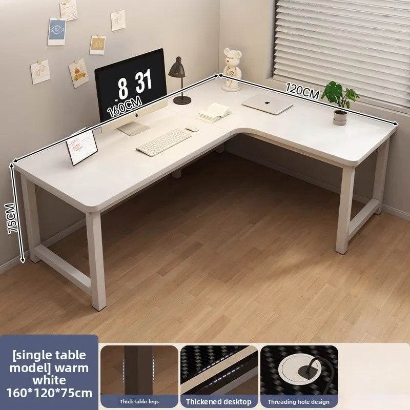 L-Shaped Computer Desk with Storage Shelf